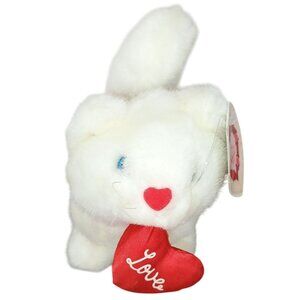 White‎ Plush Cat With Red Heart "Love" Valentines Day Gift